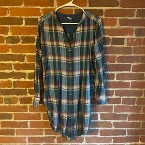 Anthropologie Akemi + Kin Lucie Plaid Tunic in Blue Plaid, size Small